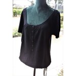 Blouse promod noire avec cordon ajustable � la taille. taille �tiquet�e:2 . viscose:82%;