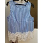 Blouse sans manches bleue ray avec dentelles sur bas tl neuve shein