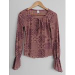 Blouse en voile vieux rose et prune. manches longues. camaieu. taille 38
