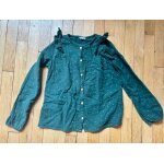 Blouse volante en gaze de coton fille - vert (vertbaudet)