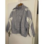 Blouson adidas, impermable, blanc et gris