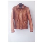 Blouson cuir cognac kaporal marron camel taille m medium veste peau d agneau sheep skin five quality ...