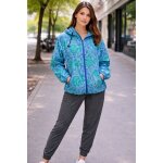 Blouson imperm�able imprim� bleu avec capuche sans le col taille xs soit 38 d�cathlon
