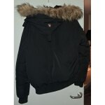 Blouson redskins noir - taille l - capuche fourrure amovible