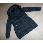 Blouson veste parka camaieu bleu marine fausse fourrure capuche 36 / 38 tbe