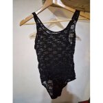 Body noir � bretelles en dentelle � motifs fleuris etam taille s