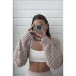 Bol�ro court c�tel� h&m beige taupe � manches longues � xs � minimal chic