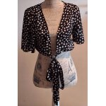 Bol�ro fluide court noir imprim� blanc