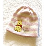 Bonnet disney rose rayures horizontales blanches petit ours ourson winnie pooh animal faune accessoire ...