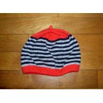 Bonnet rouge  rayures noires et grises okadi taille 8 ans ou 54 / 56