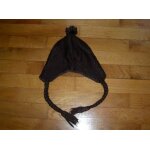 Bonnet style pruvien marron nui avec pompon c&a acrylique taille 8 ans ou 53