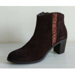 Boots. bottines marron a strass. talons. andre. cuir. pointure 39