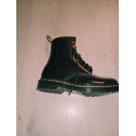 Boots dr martens cuir vernis noir imprime leopard - 39