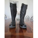 Bottes en cuir noir caf� noir t 38