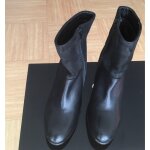 Bottines noires  talon 8, 5 cm en cuir avec fermeture clair - 38