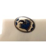 Boucle de ceinture, vintage, m�tal, aigle bleu, turquoise