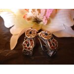 Boucles d'oreilles en argent vieilli et oxyde zirconium demi - lune Boucles d'oreilles en argent vieilli et oxyde zirconium demi - lune