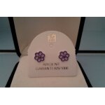 Boucles d&oreilles fleurs en argent emaill�