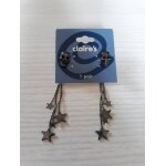 Boucles d'oreilles gothiques t�te de mort et �toiles pendantes