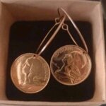 Boucles d'oreilles avec vritable pices de monnaie france polie sur crole