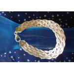 Bracelet en argent maille plate & tresse 6 brins t 19 cm