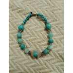 Bracelet artisanal en pierres / argent bleu clair / argent� / rose clair neuf.