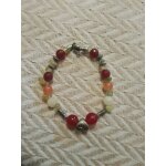 Bracelet artisanal en pierres / argent rouge / vert / orange / jaune / argent� neuf.