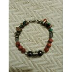 Bracelet artisanal en pierres / argent vert / marron / argent� neuf.