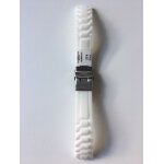 Bracelet de montre gomme / silicone blanc zrc largeur 20 mm boucle deployante acier brossé Bracelet de montre gomme / silicone blanc zrc largeur 20 mm boucle deployante acier brossé