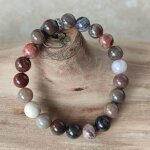 Bracelet pierres naturelles - bois fossilis� - fabriqu� en france