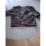 Cardigan court motif boule noir et blanc ; t - m ; femme Cardigan court motif boule noir et blanc ; t - m ; femme