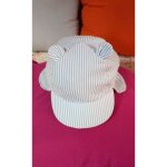 Casquette prot�ge nuque enfant kiabi 9 / 18 mois 44 / 48 cm, coloris ray� blanc, bleu clair, petites ...