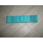 Ceinture h&m bleu turquoise, large, �lastiqu�e et simili cuir vernis neuve
