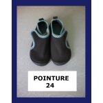 Chaussons - chaussures de bain enfant - bb ( piscine - mer )  scratch - gris fonc - dcathlon - pointure ...