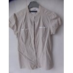 Chemise blouse chemisier zara taille m blanc fines rayures beige