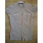 Chemise blouse chemisier zara taille m blanc fines rayures beige Chemise blouse chemisier zara taille m blanc fines rayures beige