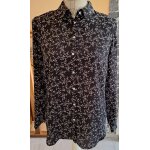 Chemise fluide noire mouchet�e cr�me