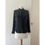 Chemise gris anthracite en soie  empicement dore sur col zara / anthracite grey silk shirt with gold ...