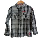 Chemise grise a carreaux. manches longues. orchestra. coton. taille 12 ans. 152 cm