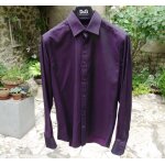 Chemise homme devred 100% coton taille m  rayures noir et violet