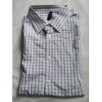 Chemise homme esprit, blanche  carreaux marrons (t. 45 / 46)
