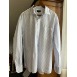 Chemise homme tex t. 45 / 46, blanche ray�e bleu ciel