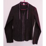 Chemise imprim cachemire violet et dor. dentelle. camaieu. coton. taille 38