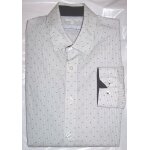 Chemise jules blanche avec de fines rayures et petits pois bleus marines