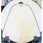 Chemise kaporal blanche slim double lignes grises long manches triple lignes arri�re v�tement tendance ...