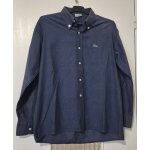 Chemise lacoste vintage made in france taille 40 / l bleu marine, col boutonn�