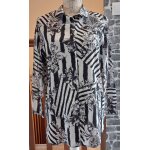 Chemise liquette ray�e � fleurs blanches et noires