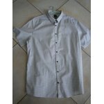 Chemise manches courtes blanches motifs geometriques bleu rouge taille xxl brice