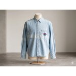 Chemise manches longues en jean bleu clair taille l hard rock caf� neuve