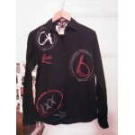 Chemise noire motifs rouges / gris 36 s desigual.